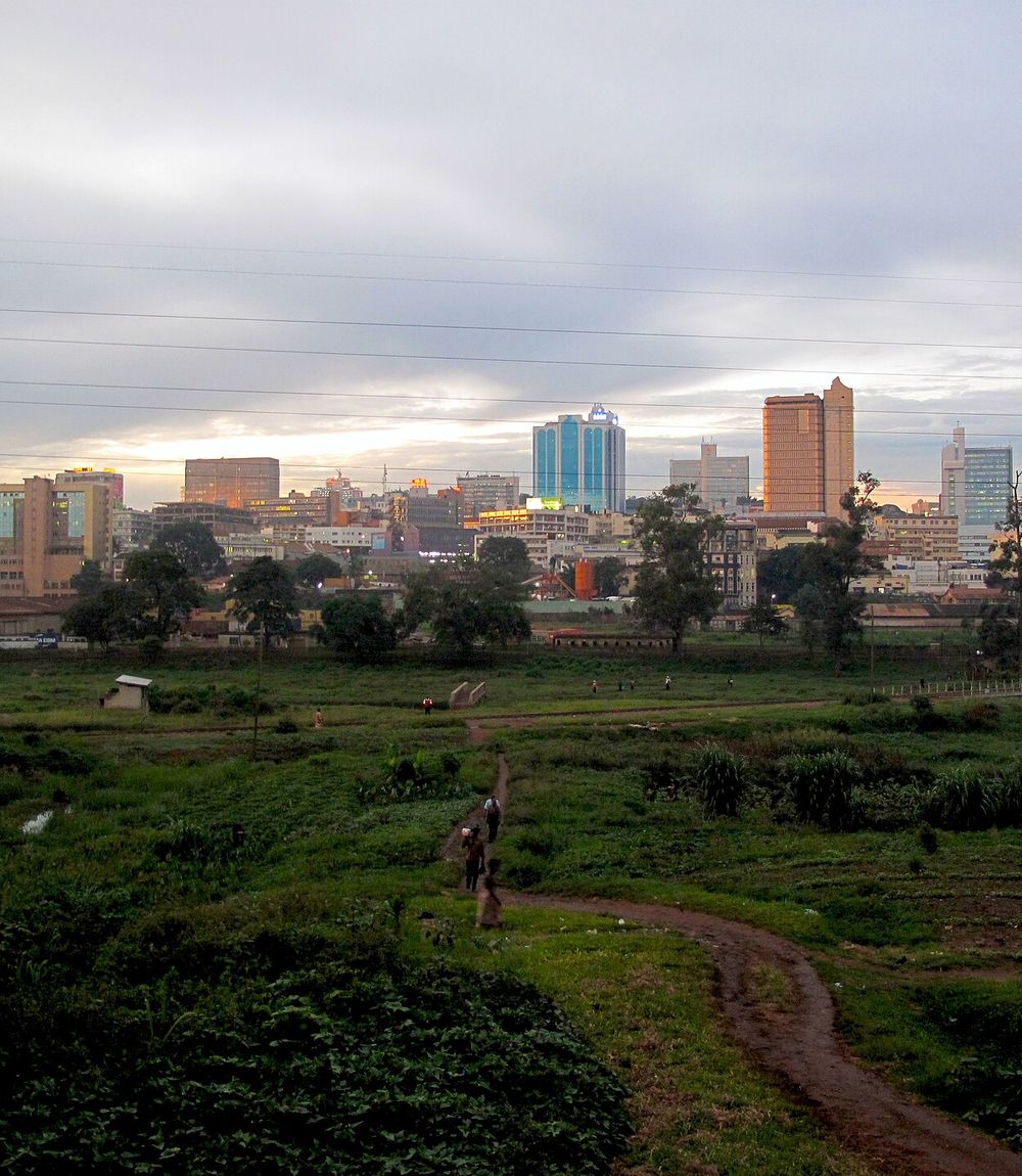 Kampala city centre seen from the hills