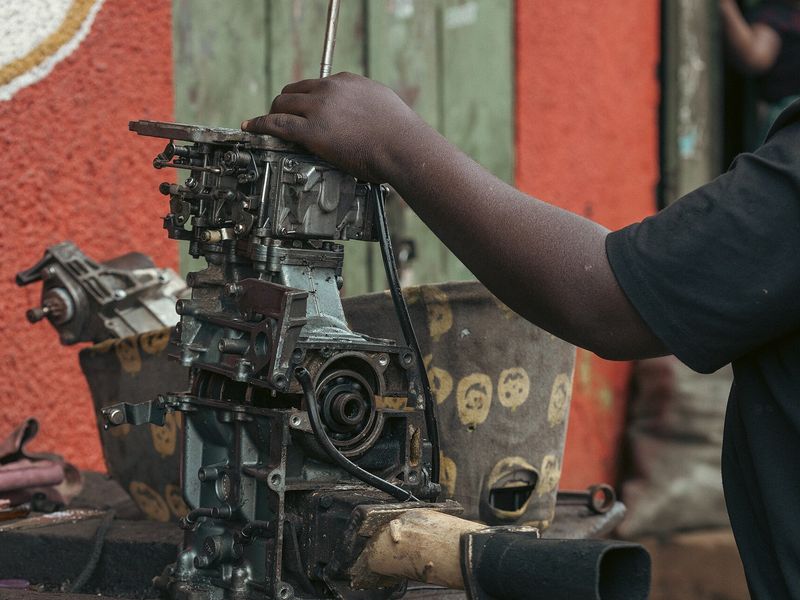 Mechanic working on an engine
